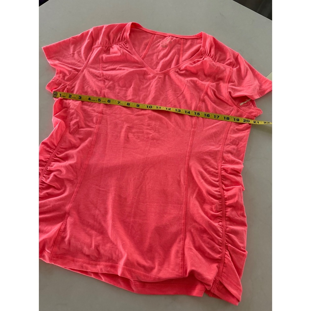 Tangerine Womens XXL Coral Pink Ruched Side V-Neck Activewear T-Shirt NWT - Picture 4 of 5